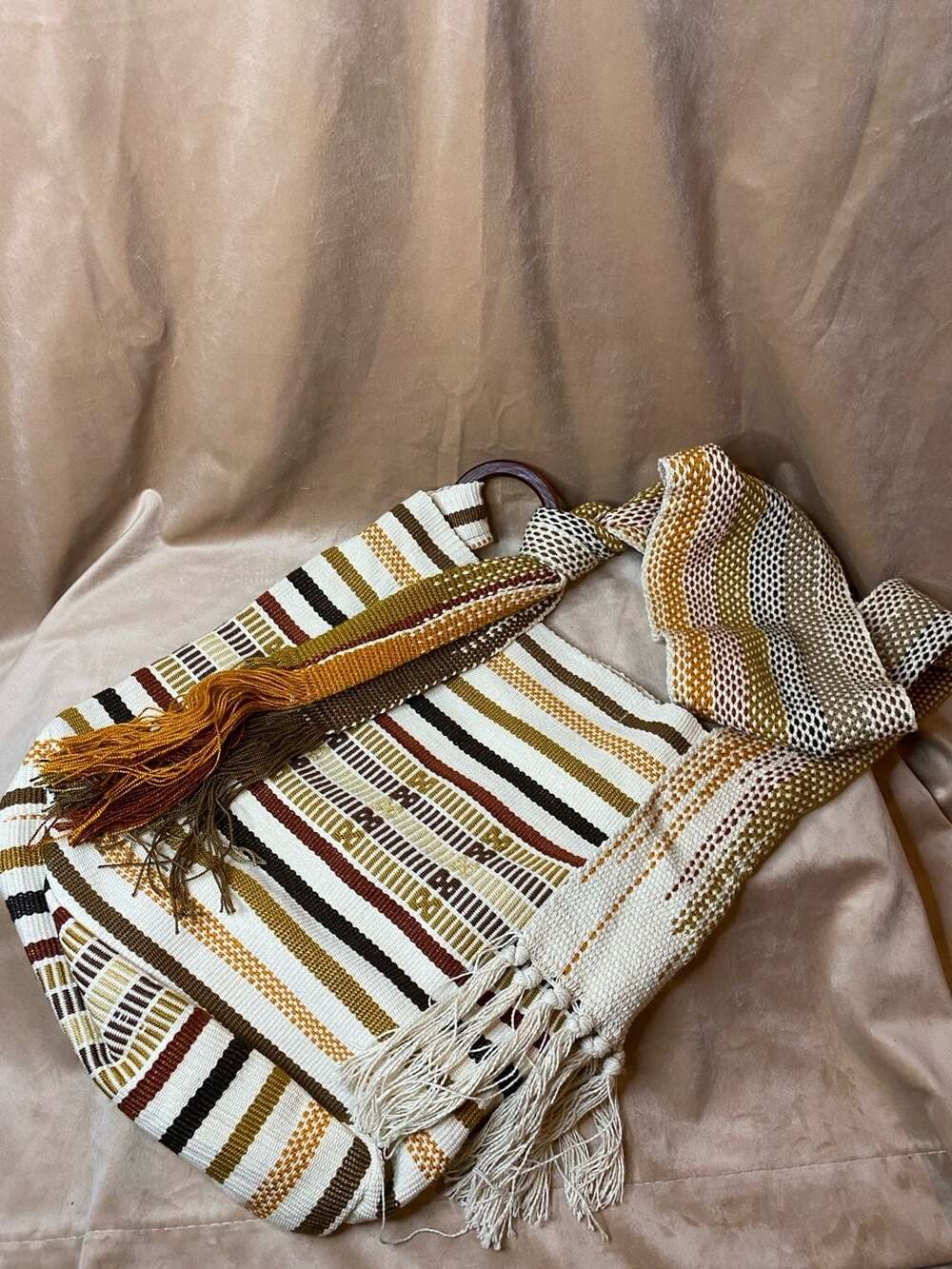 Handwoven Hippie Boho Striped Slouchy Sling Festival Bag